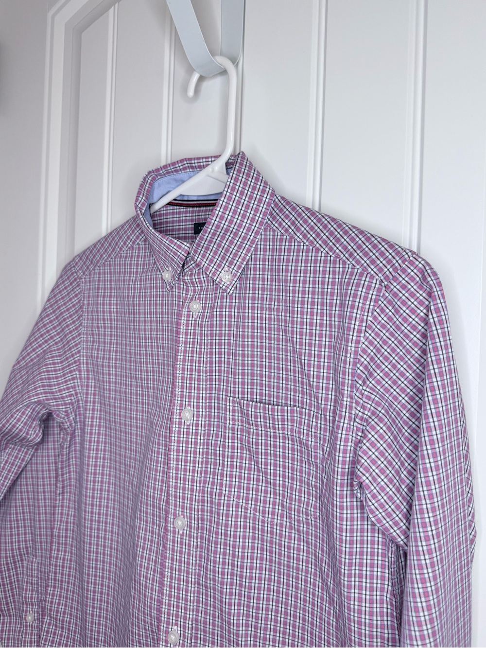 Tommy Hilfiger Plaid Button-Down Shirt - pink white & navy